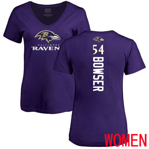 Baltimore Ravens Purple Women Tyus Bowser Backer NFL Football #54 T Shirt